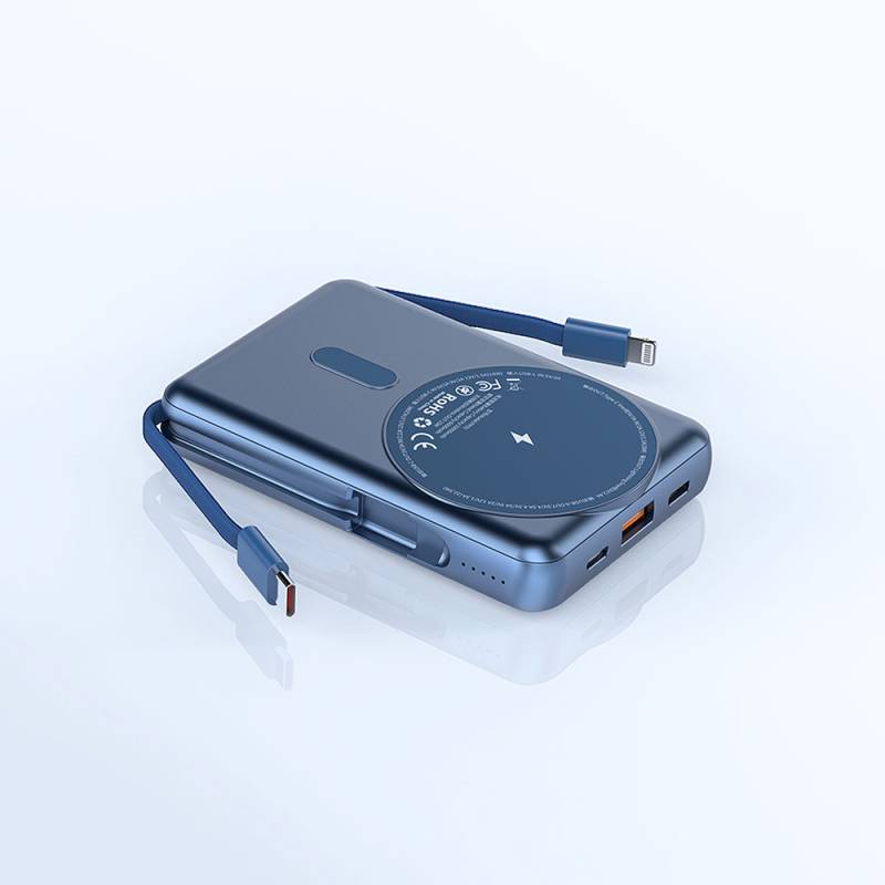 Wiwu PP03 Taşınabilir Wireless Şarj ve PD Hızlı Şarj Özellikli Powerbank 15W 10000mAh - 6
