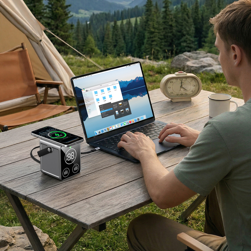 Wiwu PS300 M-safe Charging Station with Digital LED Display and 60W 5-in-1 Charging Feature - 11