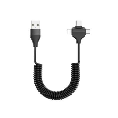Wiwu Spiral Design Micro Type-C and Lightning 3in1 Spring Spiral Cable 1m - 1