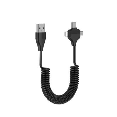 Wiwu Spiral Design Micro Type-C and Lightning 3in1 Spring Spiral Cable 1m - 5
