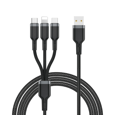 Wiwu Wi-C014 Platinum Series 3in1 USB-A to Lightning – Type-C – Micro Charging and Data Cable 3.1A 1.2m - 1