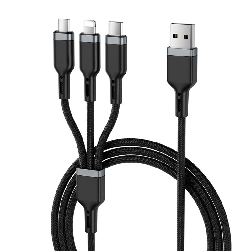 Wiwu Wi-C014 Platinum Series 3in1 USB-A to Lightning – Type-C – Micro Charging and Data Cable 3.1A 1.2m - 3