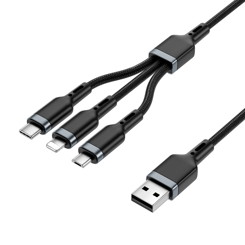 Wiwu Wi-C014 Platinum Series 3in1 USB-A to Lightning – Type-C – Micro Charging and Data Cable 3.1A 1.2m - 4