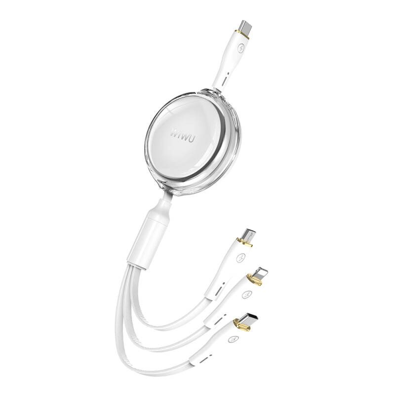Wiwu Wi-C023 Vigor Series 3in1 Type-C Lightning Micro USB Reel Data and Charging Cable 100W 1.5M - 1