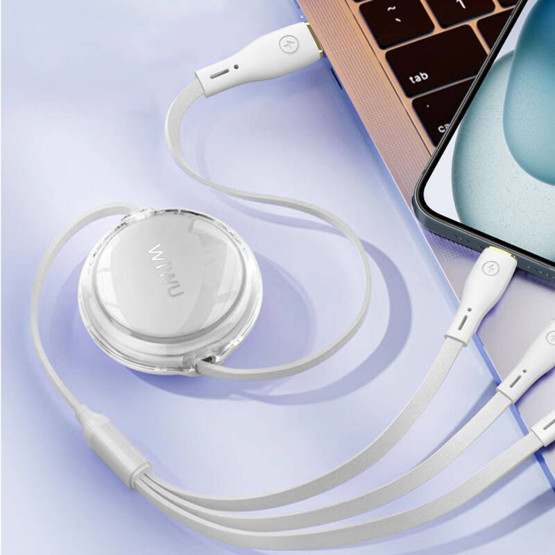 Wiwu Wi-C023 Vigor Series 3in1 Type-C Lightning Micro USB Reel Data and Charging Cable 100W 1.5M - 2