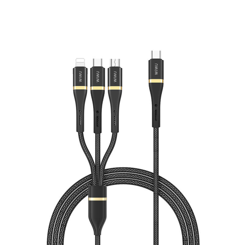 Wiwu Wi-C024 Elite Series 3in1 Type-C to Lightning – Type-C – Micro USB Ultra Fast Charging Cable 100W 1.2M - 1