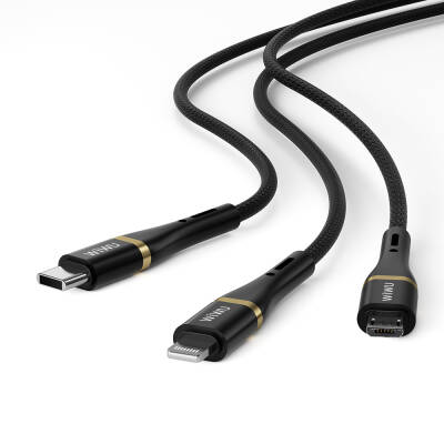 Wiwu Wi-C024 Elite Serisi 3in1 Type-C to Lightning – Type-C – Micro USB Ultra Hızlı Şarj Kablosu 100W 1.2M - 5