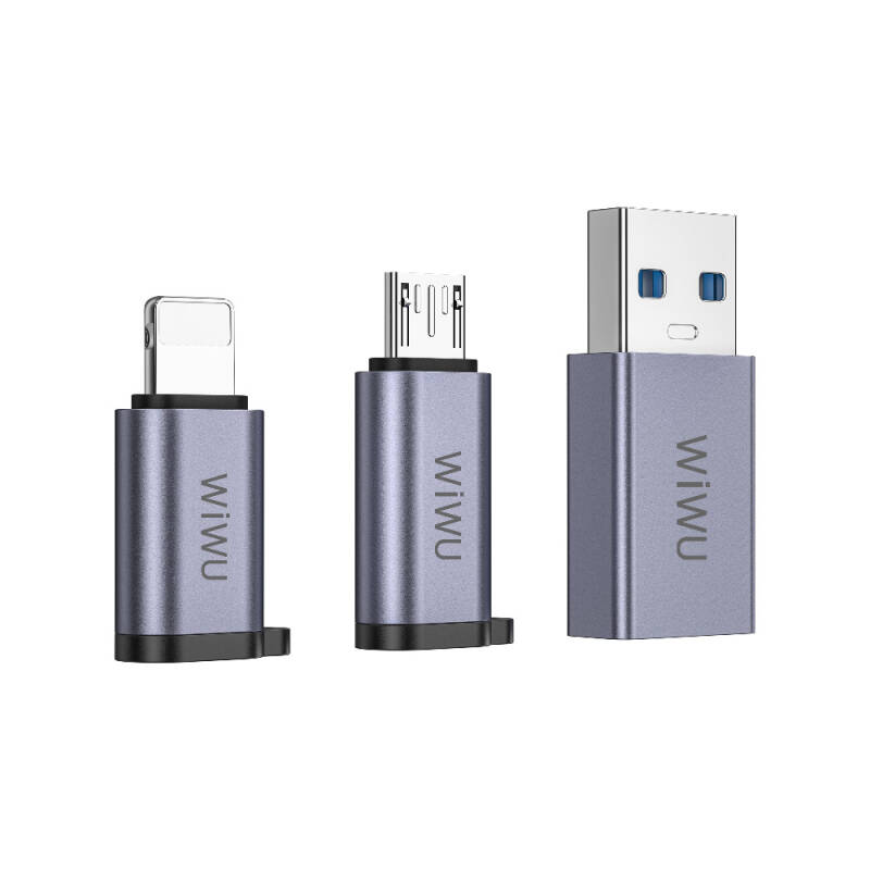 Wiwu Wi-C031 Concise Serisi 3in1 Type-C to USB-A/Micro Usb/Lightning Adaptör Paketi - 1