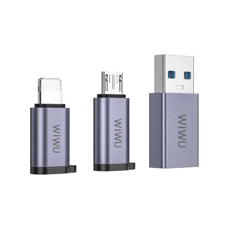 Wiwu Wi-C031 Concise Serisi 3in1 Type-C to USB-A/Type-C/Lightning Adaptör Paketi - 1