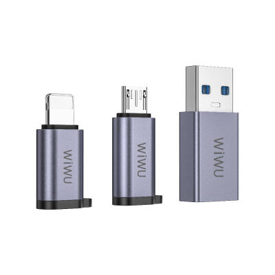 Wiwu Wi-C031 Concise Serisi 3in1 Type-C to USB-A/Type-C/Lightning Adaptör Paketi - 6