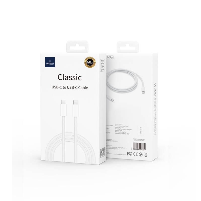 Wiwu Wi-C032 Classic Series 60W Fast Charging Type-C to Type-C Cable 1.5M - 2