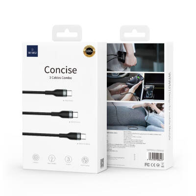 Wiwu Wi-C033 Concise Serisi 3in1 Type-C to Type-C Combo Kablo Seti - 2