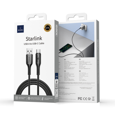 Wiwu Wi-C042E Starlink Serisi USB-A to Type-C Hızlı Şarj Özellikli Data ve Şarj Kablosu 2.4A 1M - 6