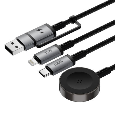 Wiwu Wi-C050 Legend Series 3in1 USB-A + Type-C to Lightning – Type-C – Smart Watch Charging Cable 100W 1.2M - 3