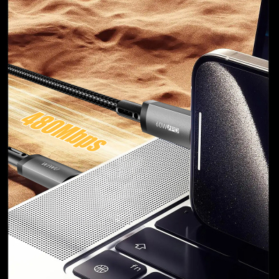 Wiwu Wi-C057 Titanlink Series Type-C to Type-C Fast Charging PD Data and Charging Cable 60W 1M - 5