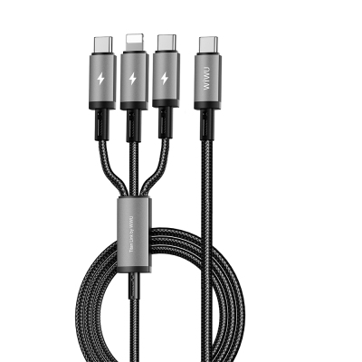 Wiwu Wi-C060 Titanlink Serisi 3in1 Type-C to Lightning – 2xType-C Örgülü Şarj ve Data PD Kablo 60W 1.2m - 1