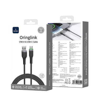 Wiwu Wi-C067 Orginlink Series LED Indicator USB-A to Type-C Fast Charging Data and Charging Cable 1M - 4