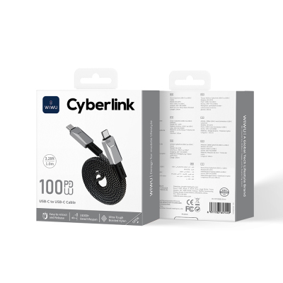 Wiwu Wi-C078 Cyberlink Serisi Type-C to Type-C PD Hızlı Şarj Özellikli Data ve Şarj Kablosu 100W 1M - 7