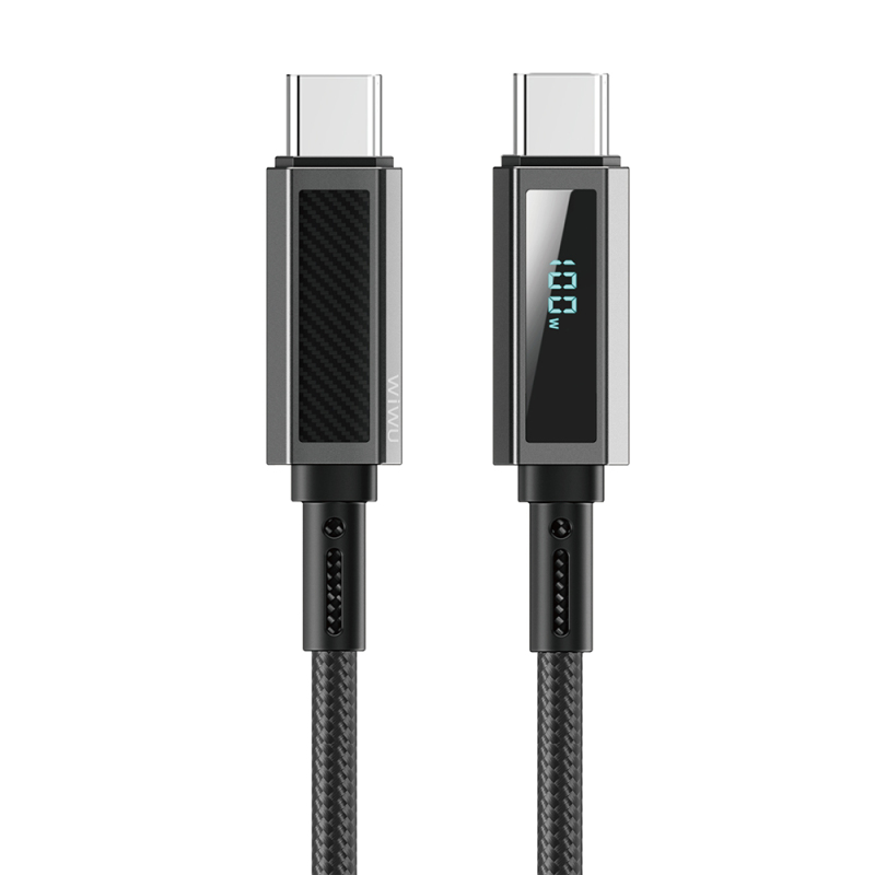 Wiwu Wi-C079 Warriors Series Aramid Fiber Digital LED Display Type-C to Type-C PD Data and Charging Cable 100W 1.2M - 3