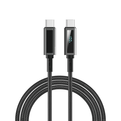 Wiwu Wi-C079 Warriors Series Aramid Fiber Digital LED Display Type-C to Type-C PD Data and Charging Cable 100W 1.2M - 4