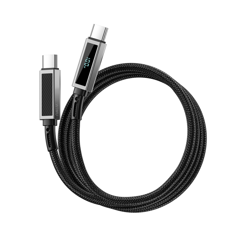 Wiwu Wi-C079 Warriors Series Aramid Fiber Digital LED Display Type-C to Type-C PD Data and Charging Cable 100W 1.2M - 6