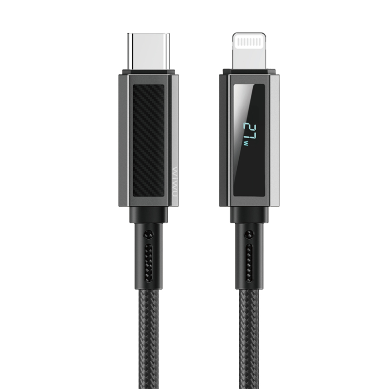 Wiwu Wi-C080 Warriors Series Aramid Fiber Digital LED Display Type-C to Lightning PD Data and Charging Cable 27W 1M - 3