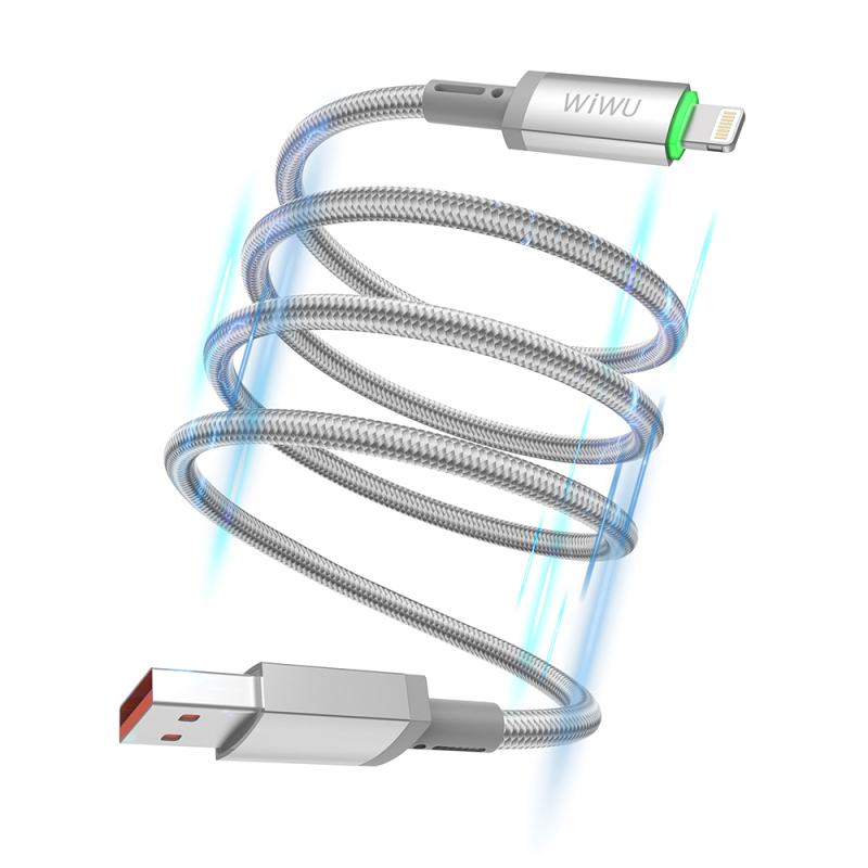 Wiwu Wi-C081 Maglink Series Illuminated Magnetic USB-A to Lightning Illuminated Fast Charging Data and Charging Cable 1M - 3