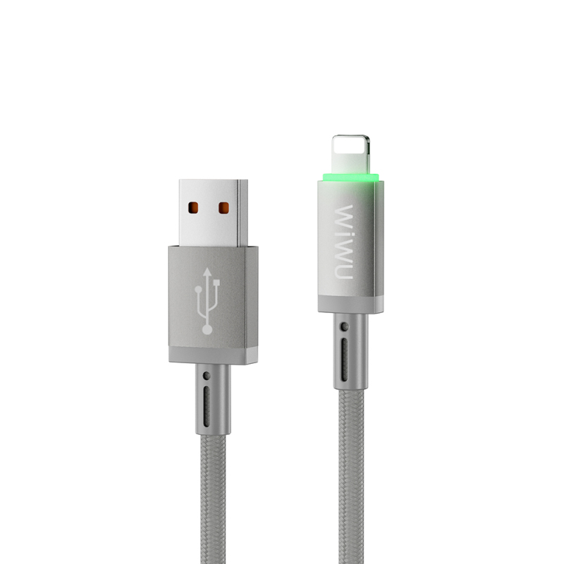 Wiwu Wi-C081 Maglink Serisi Işıklı Magnetik USB-A to Lightning Işıklı Hızlı Şarj Özellikli Data ve Şarj Kablosu 1M - 5