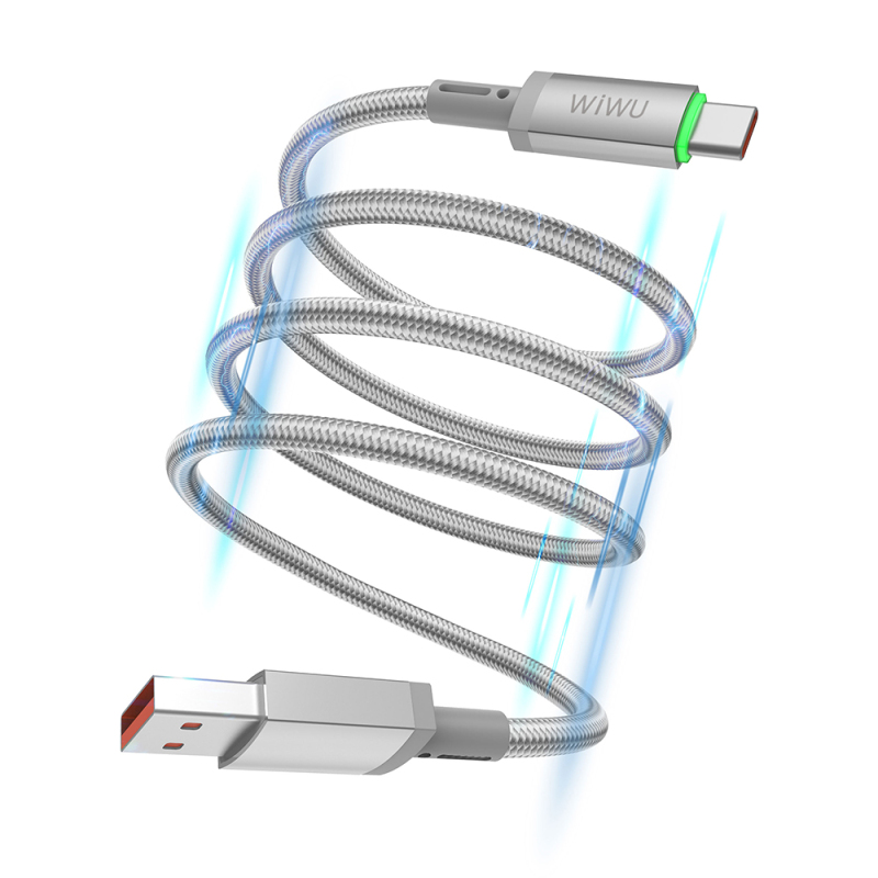 Wiwu Wi-C082 Maglink Series LED Indicator USB-A to Type-C Fast Charging Data and Charging Cable 60W 1M - 3