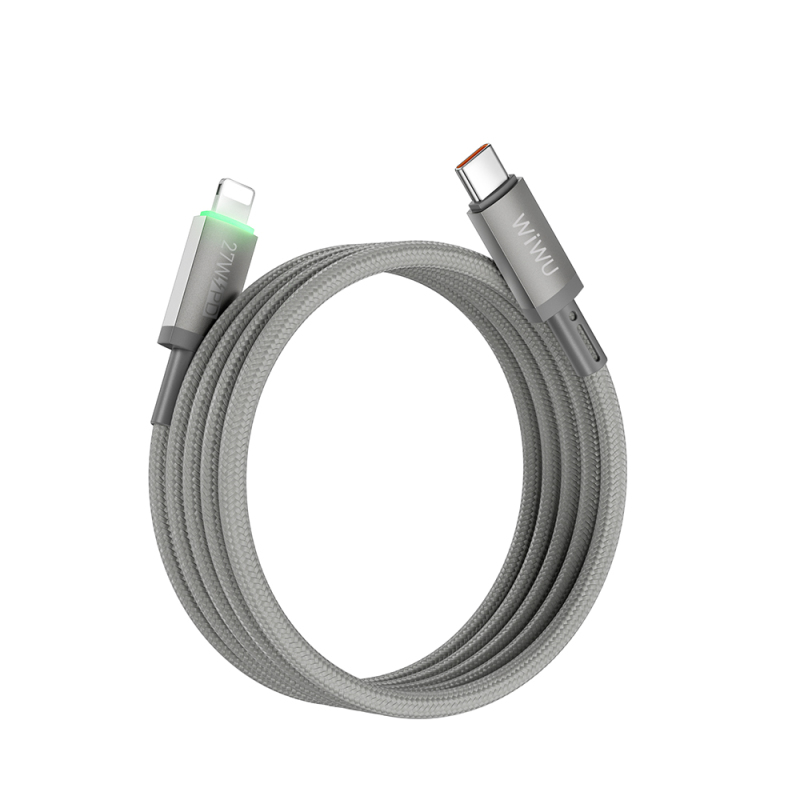 Wiwu Wi-C083 Maglink Series Illuminated Magnetic Type-C to Lightning PD Fast Charging Data and Charging Cable 27W 1M - 1
