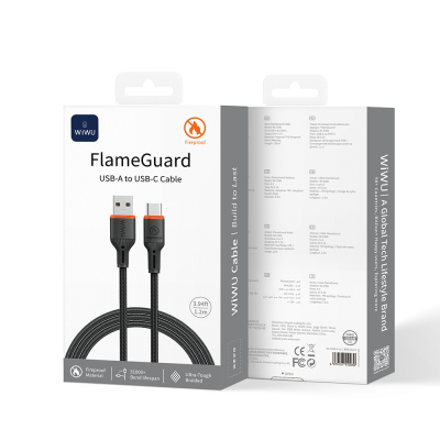 Wiwu Wi-C096 Flame Guard Serisi USB-A to Type-C Hızlı Şarj Özellikli Data ve Şarj Kablosu 1.2M - 4