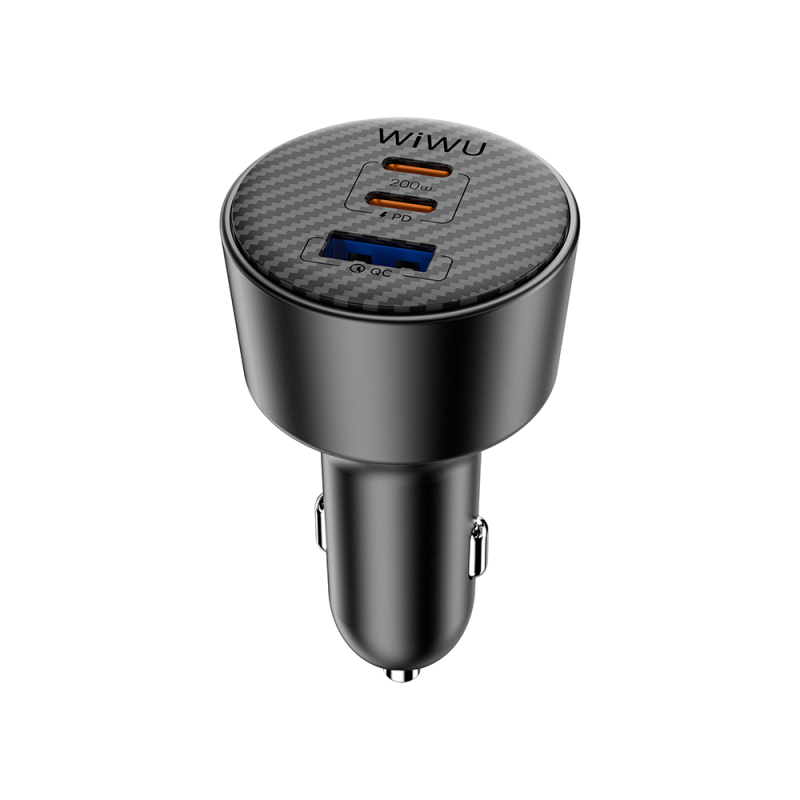 Wiwu Wi-CC026 Fast Charging PD Type-C + USB-A Port Aramid Fiber Car Charger 200W - 3