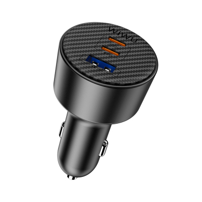 Wiwu Wi-CC026 Fast Charging PD Type-C + USB-A Port Aramid Fiber Car Charger 200W - 6