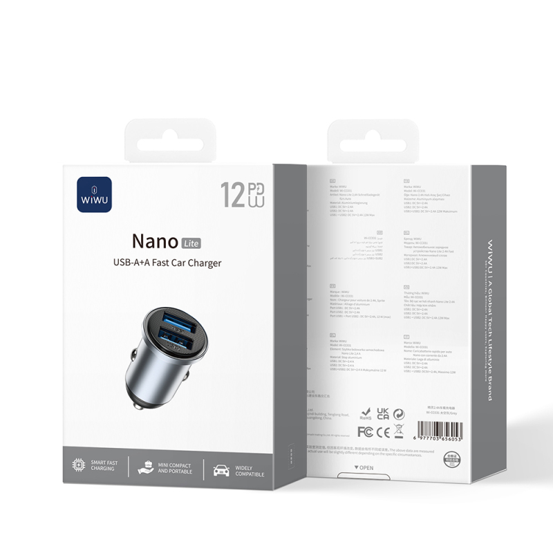 Wiwu Wi-CC031 Nano Lite Series Dual USB-A Fast Charging Car Charger PD 12W - 7