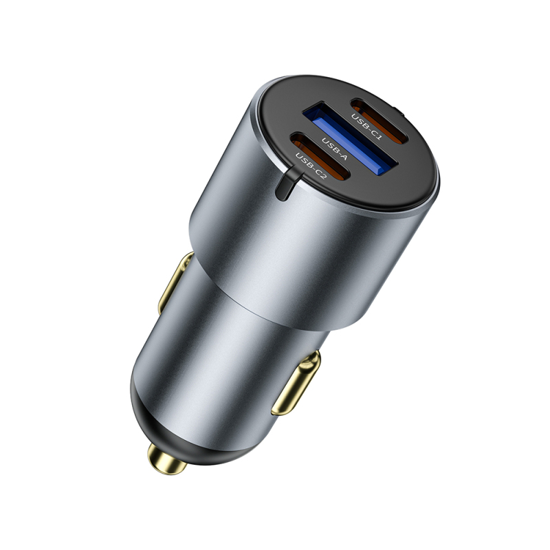 Wiwu Wi-CC032 Nano Pro Series Dual Type-C + USB-A Fast Charging Current Protection Car Charger PD AND QC3.0 60W - 7