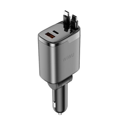 Wiwu Wi-CC034 Type-C + USB-A Fast Charging Car Charger with GaN Technology and Built-in Cable 111W - 2