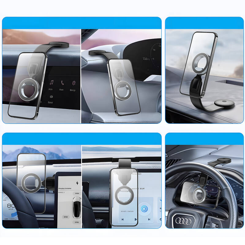 Wiwu Wi-CH053 Mago Series Magnetic Magsafe Compatible Bendable Tilt and Flat Floor Car Phone Holder - 2