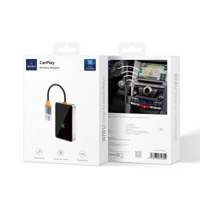 Wiwu Wi-CP001 CarPlay Dijital LED Göstergeli Kablosuz Ses Alıcı USB Girişli Bluetooth Adaptör - 6