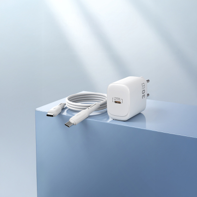 Wiwu Wi-G008 Essen Serisi GaN Tech PD Hızlı Şarj Başlığı Type-C to Type-C PD 30W Kablolu Şarj Seti - 10
