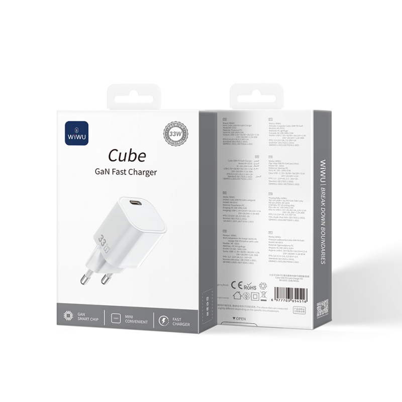 Wiwu Wi-G015 Cube Series GaN Tech PD Fast Charging Mini Charging Head 33W - 4