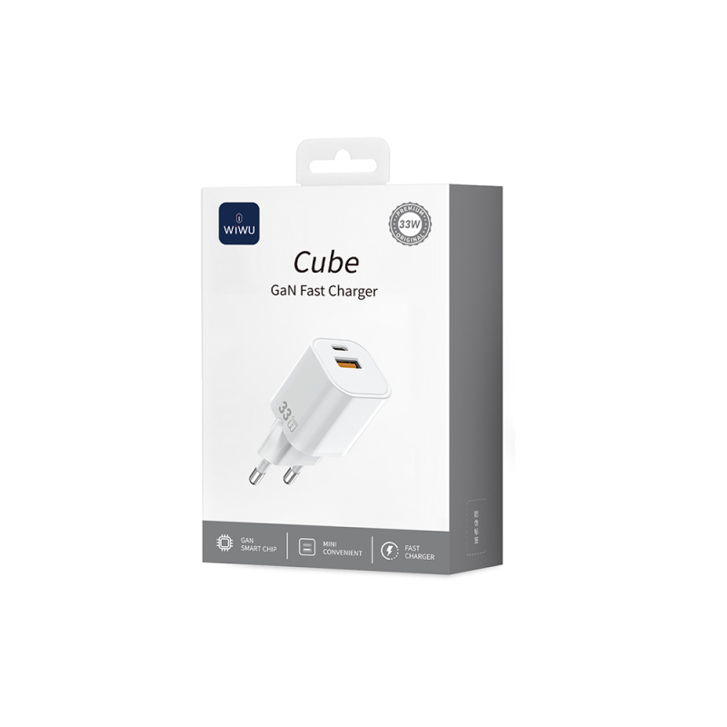 Wiwu Wi-G017 Cube Serisi Type-C PD & USB-A GaN Tech PD Hızlı Şarj Özellikli Mini Şarj Başlığı 33W - 10