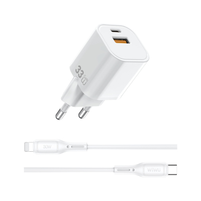 Wiwu Wi-G018 Cube Series Type-C to Lightning GaN Tech PD Fast Charging Wired Charger Set 33W - 4