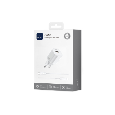 Wiwu Wi-G018 Cube Series Type-C to Type-C GaN Tech PD Fast Charging Wired Charger Set 33W - 6