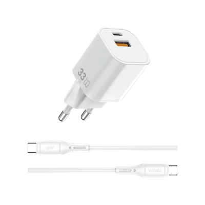 Wiwu Wi-G018 Cube Serisi Type-C to Type-C GaN Tech PD Hızlı Şarj Özellikli Kablolu Şarj Seti 33W - 4