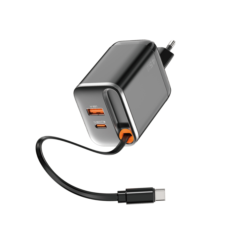 Wiwu Wi-G021 Helix Series GaN Technology Fast Charging Head USB-A to Type-C PD 45W Type-C Wired Charging Set - 2