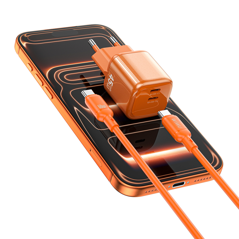 Wiwu Wi-G025 Cube Series Type-C to Type-C GaN Tech Fast Charging Wired Charger Set 47W - 4
