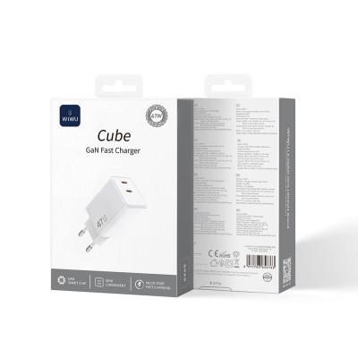 Wiwu Wi-G025 Cube Serisi Dual Type-C PD GaN Teknolojili Hızlı Şarj Başlığı 47W - 5