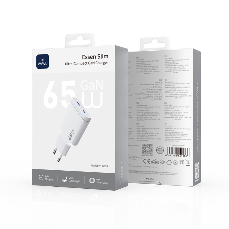 Wiwu Wi-G035 Essen Slim Series GaN Tech PD Fast Charging Head 65W - 7