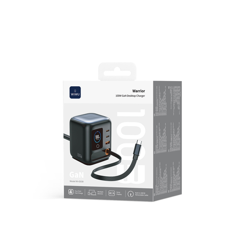 Wiwu Wi-G039 GaN Technology Type-C Cable 4-Port Desktop Charging Station 100W - 7