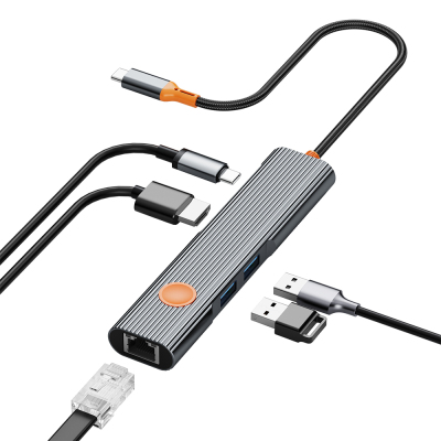 Wiwu Wi-HB005 Travel Serisi 5in1 HDMI (4K@60Hz) Girişli + RJ45 + 100W PD Type-C Hub Bağlantı İstasyonu - 2